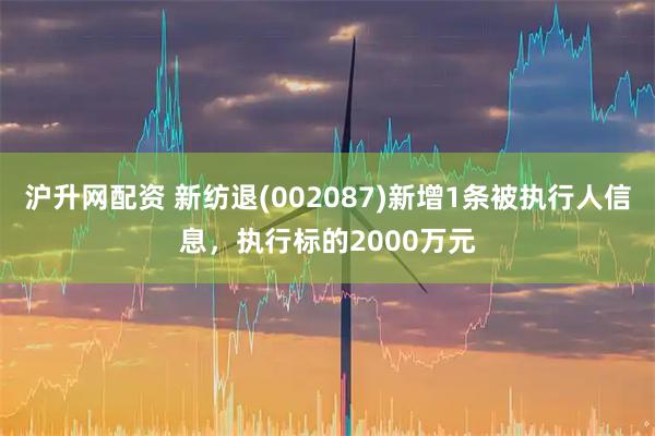沪升网配资 新纺退(002087)新增1条被执行人信息，执行标的2000万元