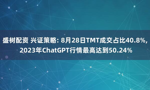 盛树配资 兴证策略: 8月28日TMT成交占比40.8%, 2023年ChatGPT行情最高达到50.24%