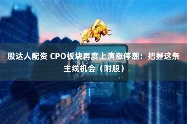股达人配资 CPO板块再度上演涨停潮：把握这条主线机会（附股）