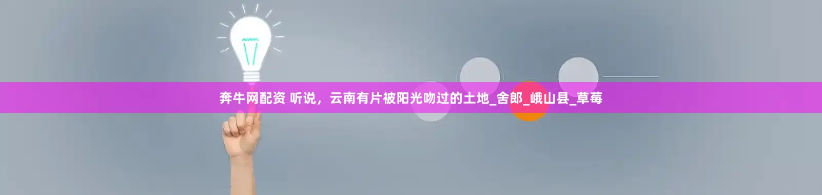 奔牛网配资 听说，云南有片被阳光吻过的土地_舍郎_峨山县_草莓